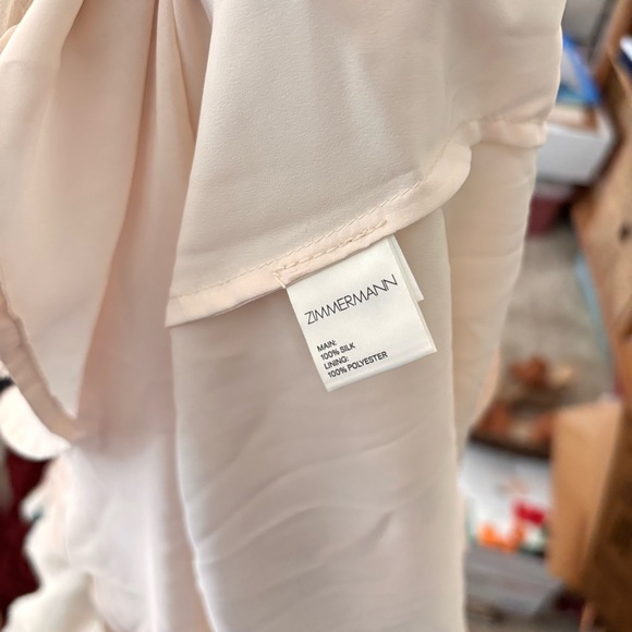 Zimmermann Floral Ruffle Mini Dress in Cream and Pink - Picture 4 of 6